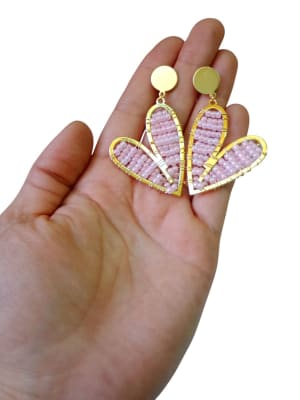 Aro Maxi Corazón mostacilla rosada1