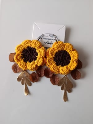 Aros crochet girasol1