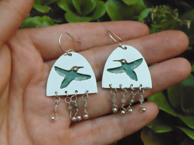 Aros Picaflor esmalte y piedras1