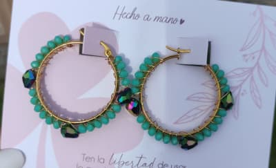 Aros Argollitas pequeñas gota turquesa1