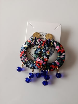Aros tela reciclada, circular azul1