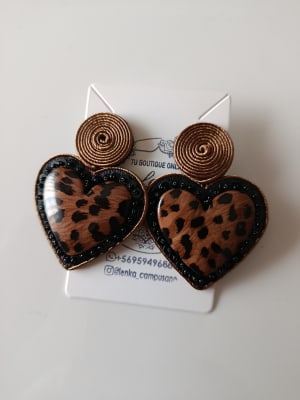 Aros corazón animal print1
