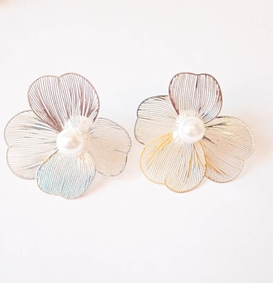 Aros flor perla plata1