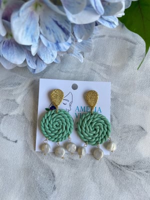 Tejido turquesa y perlas1