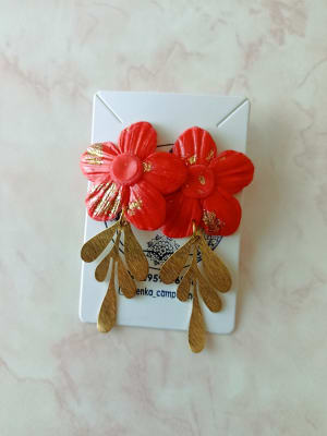 Aros flor roja, hoja dorada1