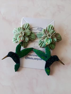 Aros colibrí flor verde1
