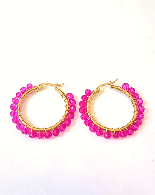 Aros argolla oro fucsia1