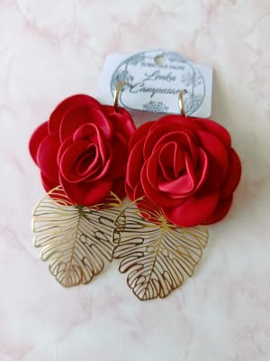Aros flor roja, hoja dorada 21