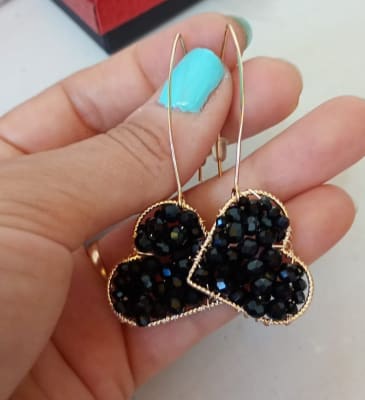Aros colgante corazón negro1