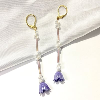 Aros largos Flor morado XS1