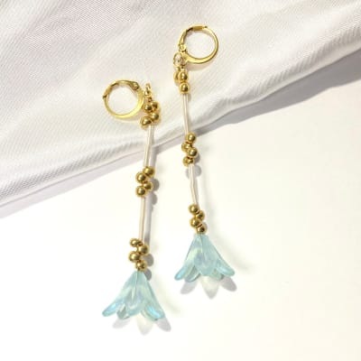 Aros largos Flor celeste S1