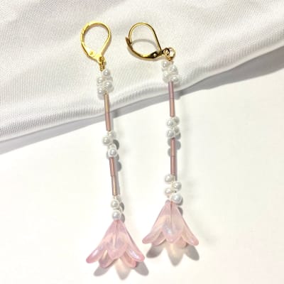Aros largos Flor rosado S1