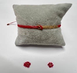 Pulsera macrame nudo miyuki Roja1