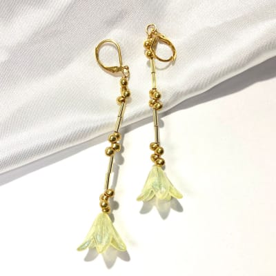 Aros largos Flor amarillo S1