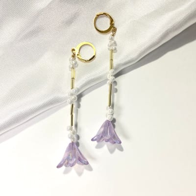 Aros largos Flor lila S1