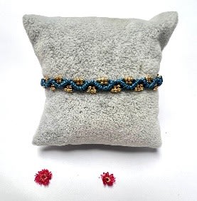 Pulsera Macramé petróleo1