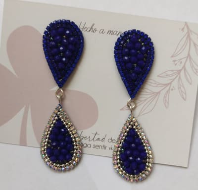 Aros gotita doble azul1