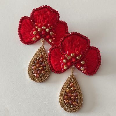 Aros Flor Orquídea rojo1