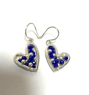 Aro mini corazón plata azul1