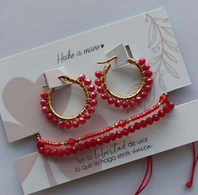Pack Argollas y pulsera rojas1