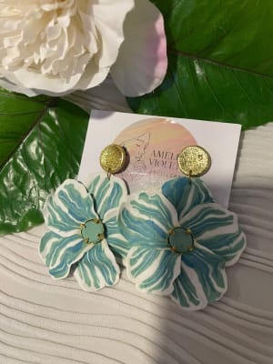 Maxi floré turquesa colgante dorado1