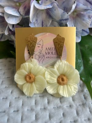 Aros Flor traslúcida con colgante1