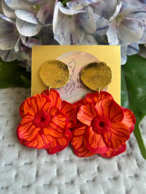 Aros Maxi flor naranja con colgante1