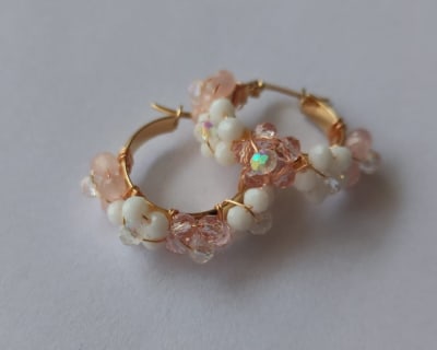 Aros Argollita pequeña flor rosa1