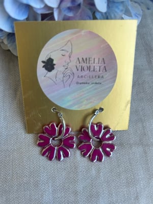 Argolla plateada flor magenta1