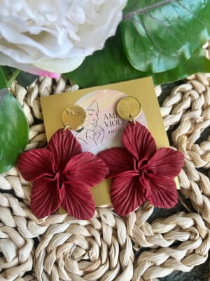 Flor burdeo colgante1