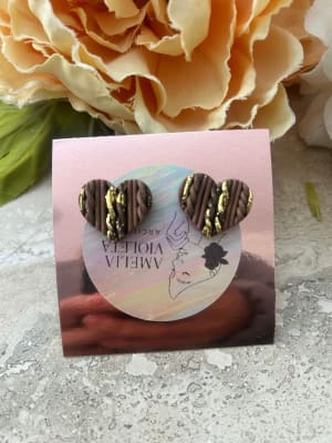 Mini corazón tejido marrón1
