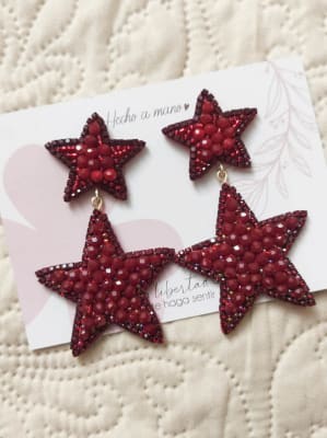 aros Estrella doble rojo oscuro1