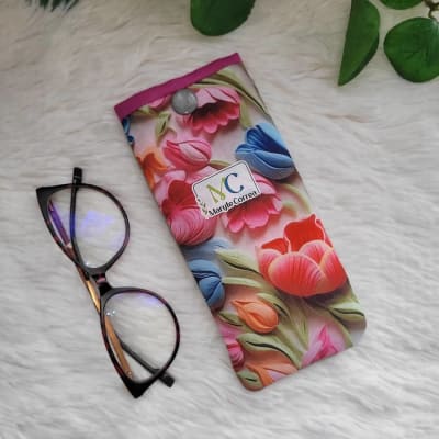Estuche para lentes Flores rosadas1