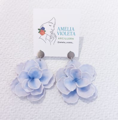 Aros Maxi Flor celeste porcelana1