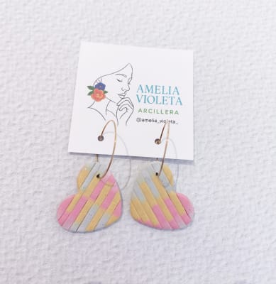 Aros Corazón colores pastel con argolla simple1