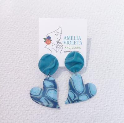 Aros Corazón colgante celeste azul1