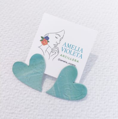 Aros Corazón simple turquesa1