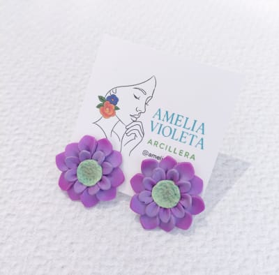 Aros Flor morada mini centro verde1