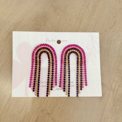 Aros Cascada grande tonos fucsia morados1