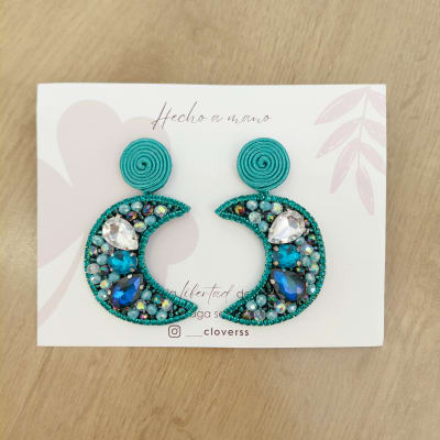 Aros Lunas grandes turquesas1