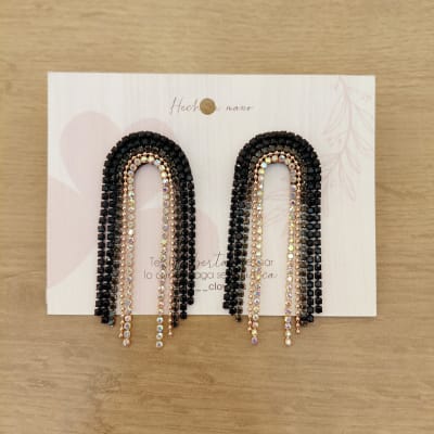 Aros Cascada grande negro dorado1