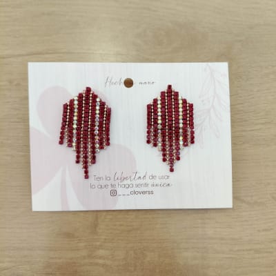 Aros Cascada pequeña burdeo dorado1