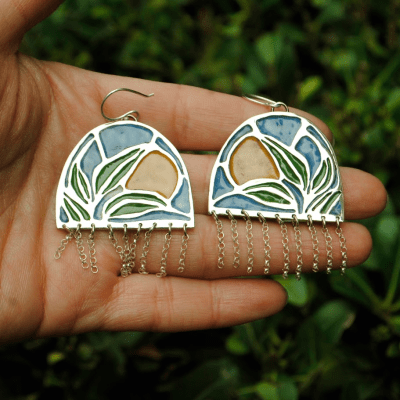 Aros Vitral con cadenas de plata1