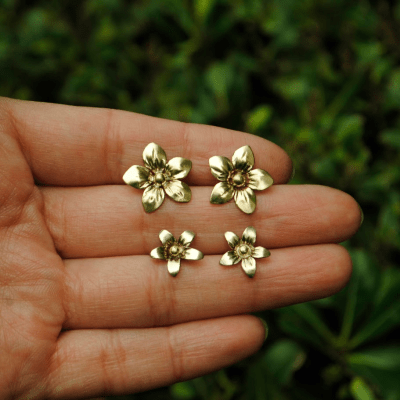 Aros Flores cinco pétalos alpaca1