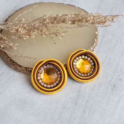 Aros Topito Bicolor amarillo y café1