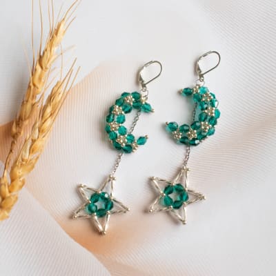 Aros Luna y estrella esmeralda1