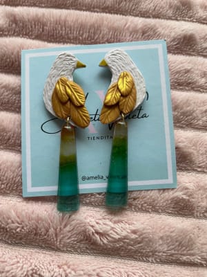 Aros Pajarito con cola de resina1