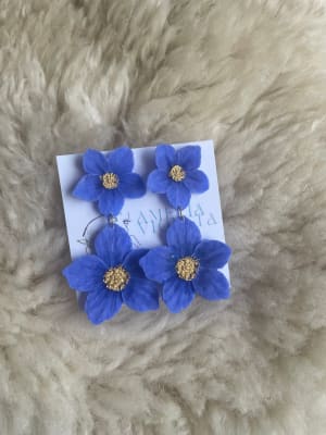 Aros Flor Simple doble azules1