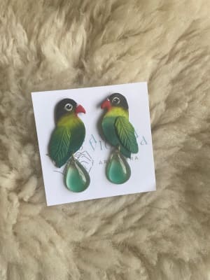 Aros Pajarito Inseparable con gota de resina1