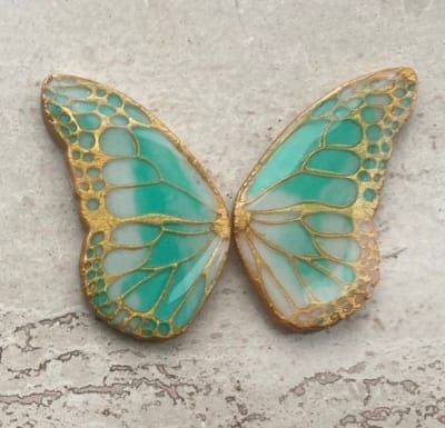Aros Mariposa Porcelana Resinada de 5 cm turquesa1